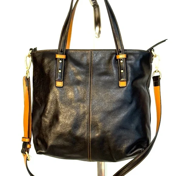 Vera Bradley Black and Brown Leather Tote - Picture 1 of 10